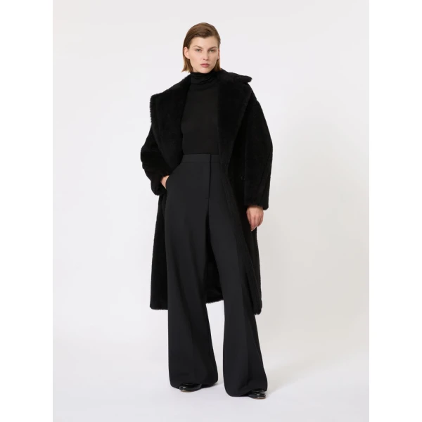 Max Mara Tedgirl Alpaca and Wool Teddy Bear Icon Coat in Black | Wool Coat | Luxury Shoes 