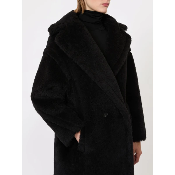 Max Mara Tedgirl Alpaca and Wool Teddy Bear Icon Coat in Black | Wool Coat | Luxury Shoes 