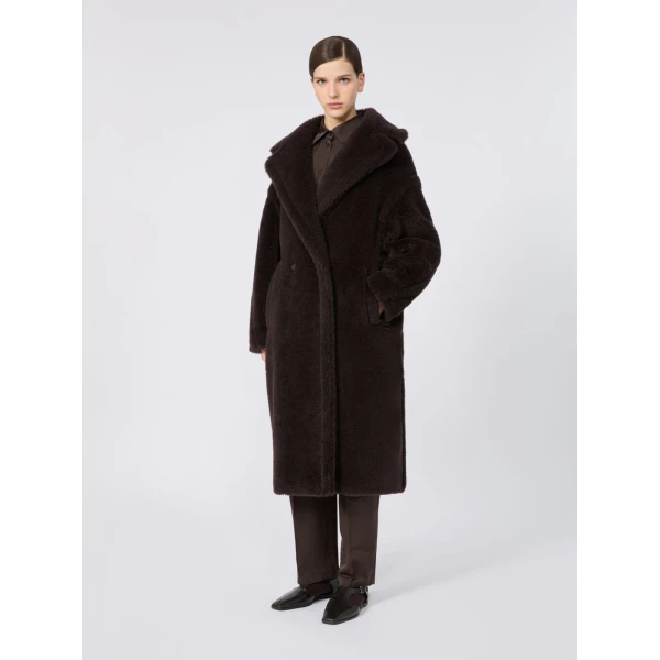 Max Mara Tedgirl Alpaca and Wool Teddy Bear Icon Coat in Dark Brown | Wool Coat | Luxury Shoes 