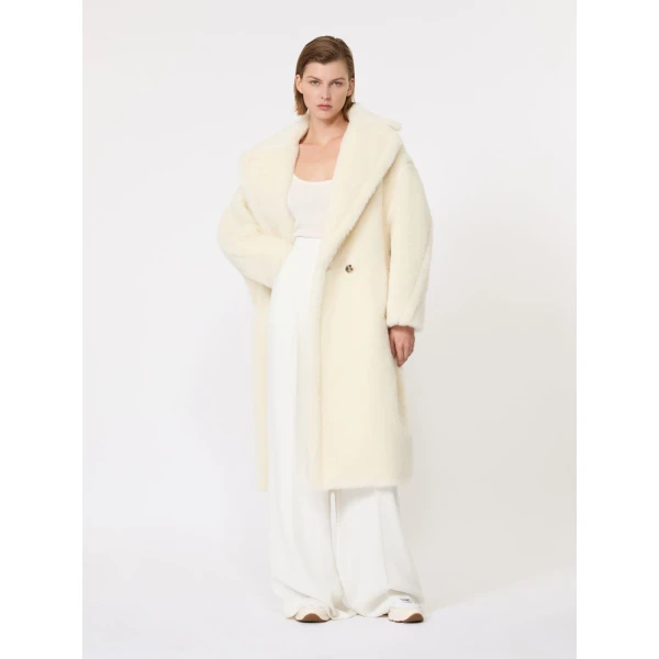 Max Mara Tedgirl Alpaca and Wool Teddy Bear Icon Coat in White | Wool Coat | Luxury Shoes 