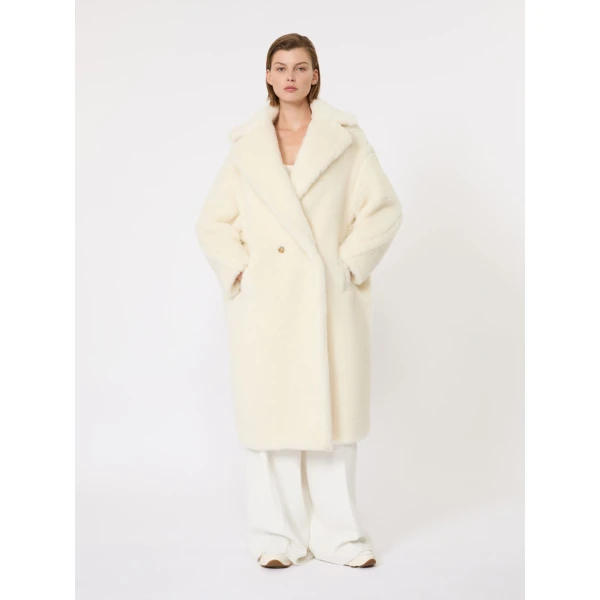 Max Mara Tedgirl Alpaca and Wool Teddy Bear Icon Coat in White | Wool Coat | Luxury Shoes 