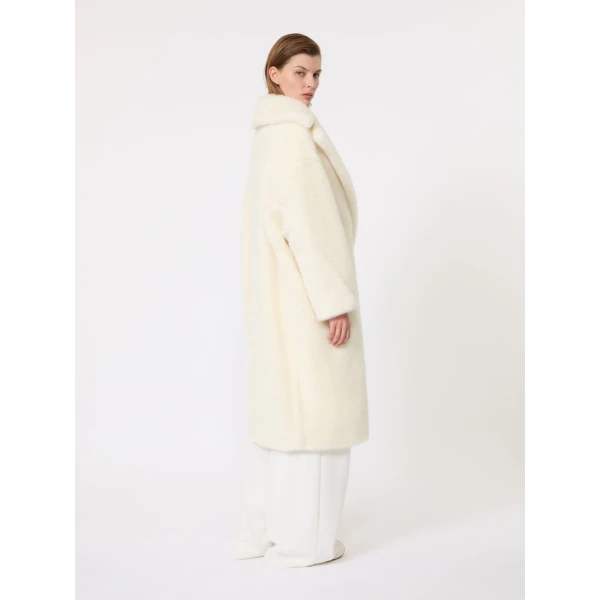 Max Mara Tedgirl Alpaca and Wool Teddy Bear Icon Coat in White | Wool Coat | Luxury Shoes 
