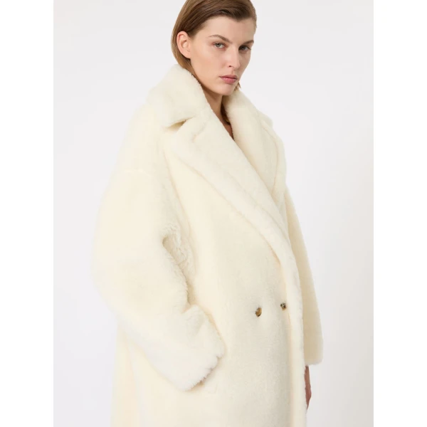 Max Mara Tedgirl Alpaca and Wool Teddy Bear Icon Coat in White | Wool Coat | Luxury Shoes 