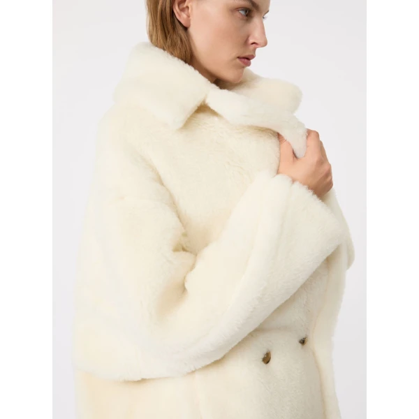 Max Mara Tedgirl Alpaca and Wool Teddy Bear Icon Coat in White | Wool Coat | Luxury Shoes 