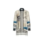 Max Mara Teglia Oversized Printed Silk Shirt in Stone Grey | Shirts | Luxury Shoes 