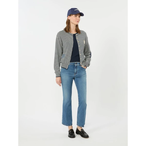 Max Mara Teiera Inlay Cotton Cardigan in Navy | Cardigan | Luxury Shoes 