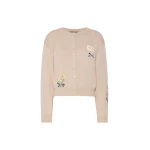 Max Mara Teiera Inlay Cotton Cardigan in Sand | Cardigan | Luxury Shoes 