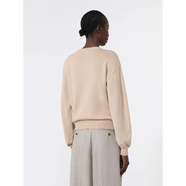 Max Mara Teiera Inlay Cotton Cardigan in Sand | Cardigan | Luxury Shoes 