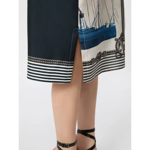 Max Mara Teismo Printed Silk Twill Shirt Dress in Stone Grey | Shirtdress | Luxury Shoes 