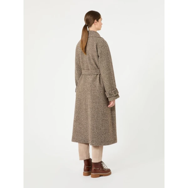 Max Mara Tema Long Wool-Blend Tweed Coat in Brown | Wool Coat | Luxury Shoes 