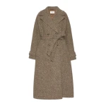 Max Mara Tema Long Wool-Blend Tweed Coat in Brown | Wool Coat | Luxury Shoes 