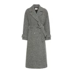 Max Mara Tema Long Wool-Blend Tweed Coat in Dark Grey | Wool Coat | Luxury Shoes 