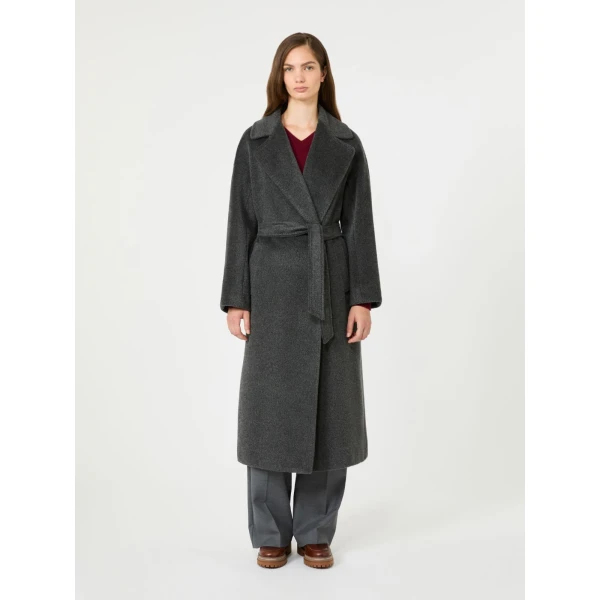 Max Mara Tempera Wool and Alpaca Teddy Coat in Dark Grey | Wool Coat | Luxury Shoes 