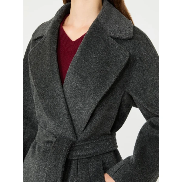 Max Mara Tempera Wool and Alpaca Teddy Coat in Dark Grey | Wool Coat | Luxury Shoes 