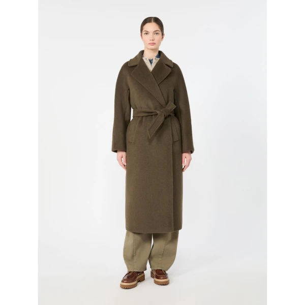 Max Mara Tempera Wool and Alpaca Teddy Coat in Khaki | Wool Coat | Luxury Shoes 