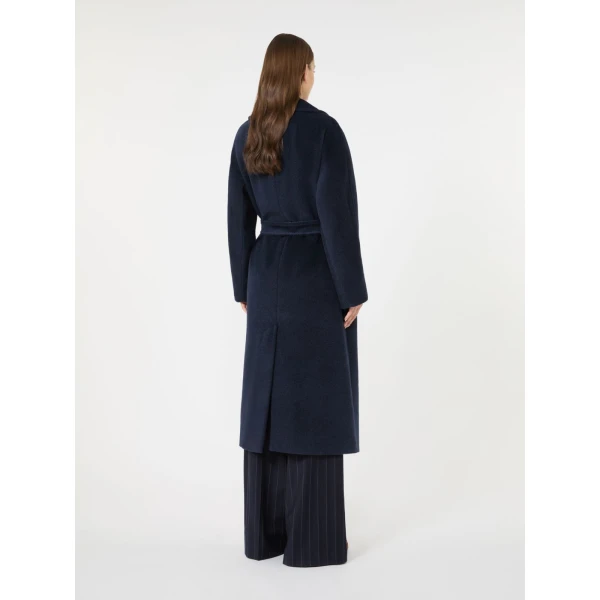 Max Mara Tempera Wool and Alpaca Teddy Coat in Navy | Wool Coat | Luxury Shoes 