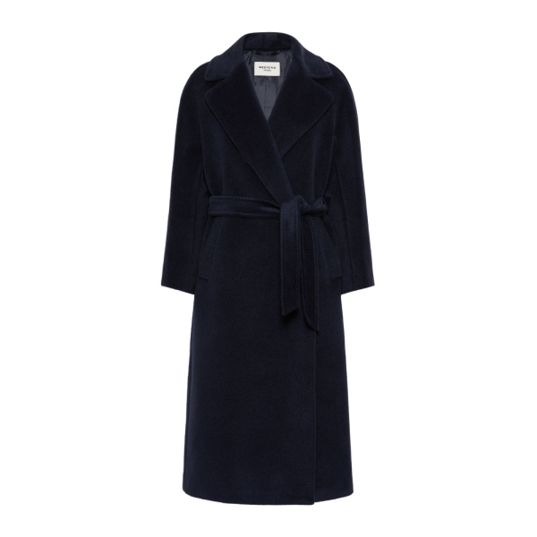 Max Mara Tempera Wool and Alpaca Teddy Coat in Navy | Wool Coat | Luxury Shoes 