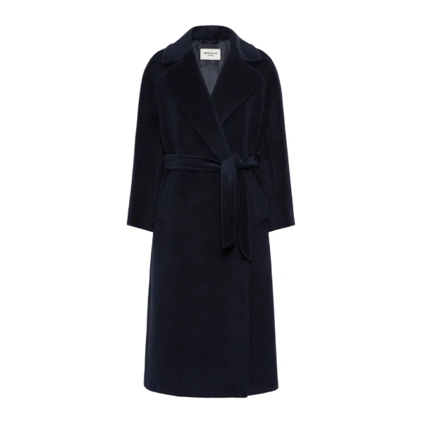 Max Mara Tempera Wool and Alpaca Teddy Coat in Navy | Wool Coat | Luxury Shoes 