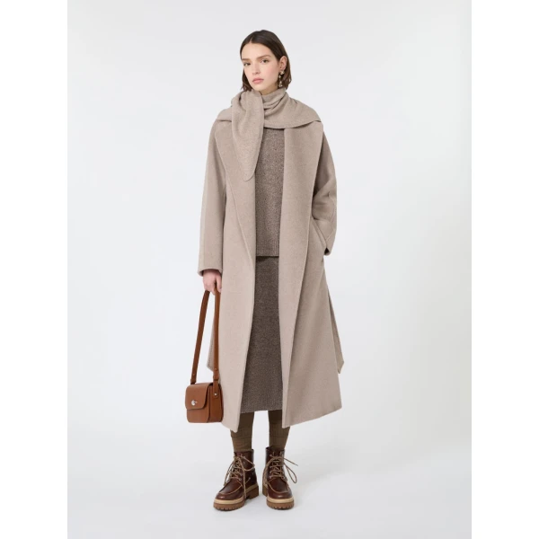 Max Mara Tempera Wool and Alpaca Teddy Coat in Sand | Wool Coat | Luxury Shoes 