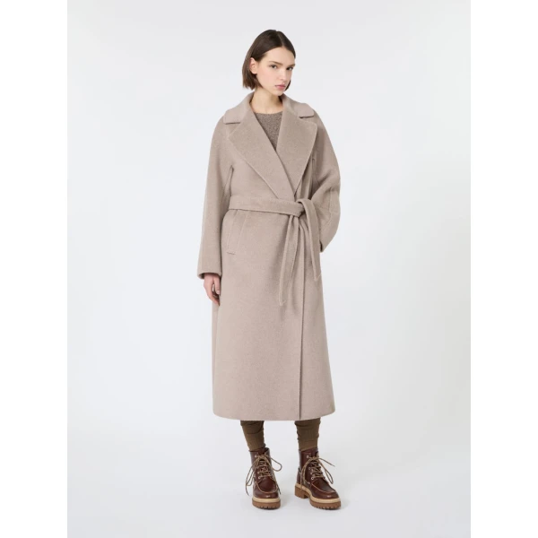 Max Mara Tempera Wool and Alpaca Teddy Coat in Sand | Wool Coat | Luxury Shoes 