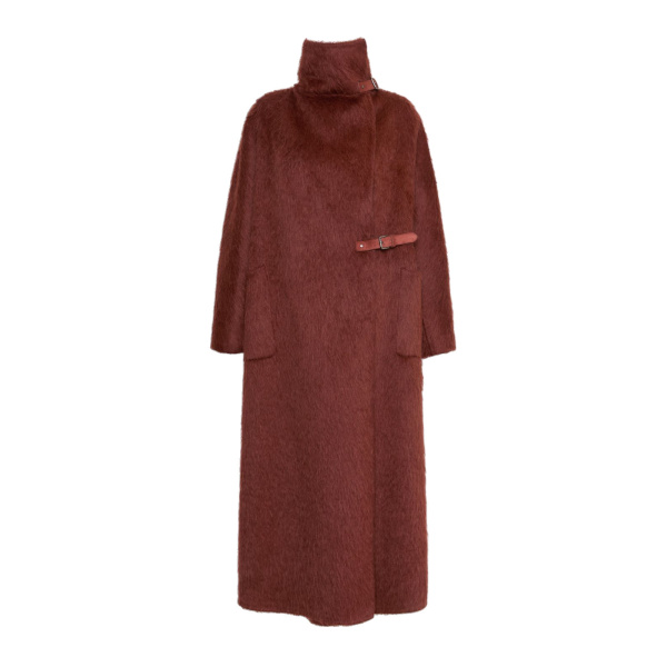 Max Mara Tempo Alpaca and Wool Wrap Coat in Rust | Wool Coat | Luxury Shoes 