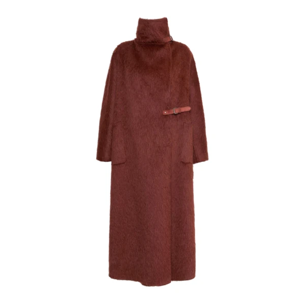 Max Mara Tempo Alpaca and Wool Wrap Coat in Rust | Wool Coat | Luxury Shoes 
