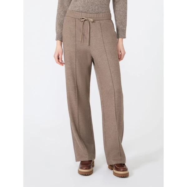 Max Mara Tenda Jersey Drap Wide-Leg Trousers in Marron Glace | Sweatpants | Luxury Shoes 