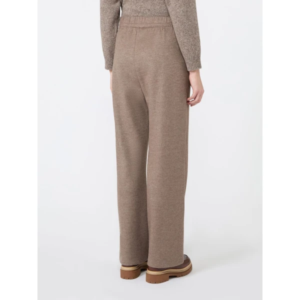Max Mara Tenda Jersey Drap Wide-Leg Trousers in Marron Glace | Sweatpants | Luxury Shoes 