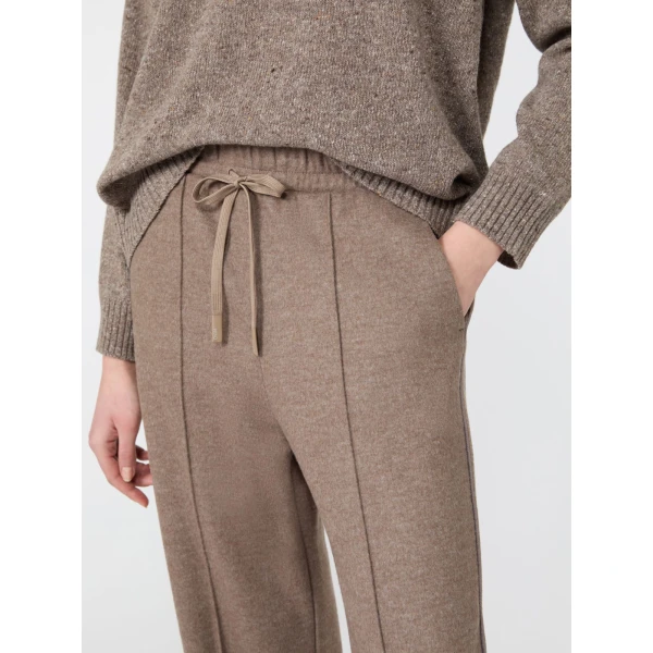 Max Mara Tenda Jersey Drap Wide-Leg Trousers in Marron Glace | Sweatpants | Luxury Shoes 
