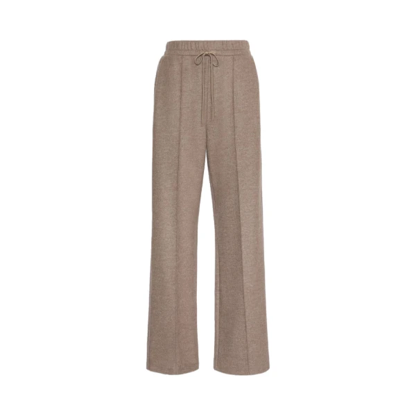 Max Mara Tenda Jersey Drap Wide-Leg Trousers in Marron Glace | Sweatpants | Luxury Shoes 