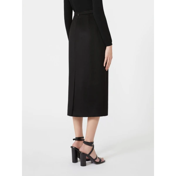 Max Mara Tenda Sable-Look Camel Pencil Skirt in Black | Pencil Skirts | Luxury Shoes 