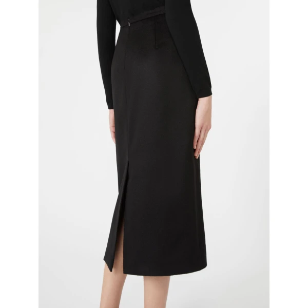 Max Mara Tenda Sable-Look Camel Pencil Skirt in Black | Pencil Skirts | Luxury Shoes 
