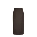Max Mara Tenda Sable-Look Camel Pencil Skirt in Dark Brown | Pencil Skirts | Luxury Shoes 