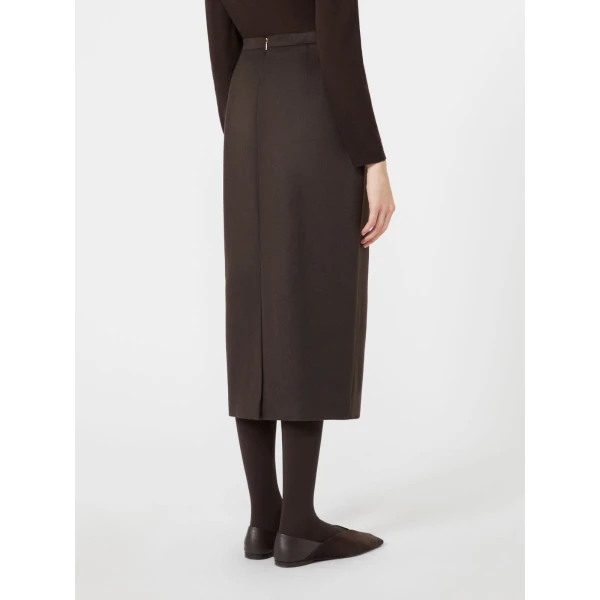 Max Mara Tenda Sable-Look Camel Pencil Skirt in Dark Brown | Pencil Skirts | Luxury Shoes 