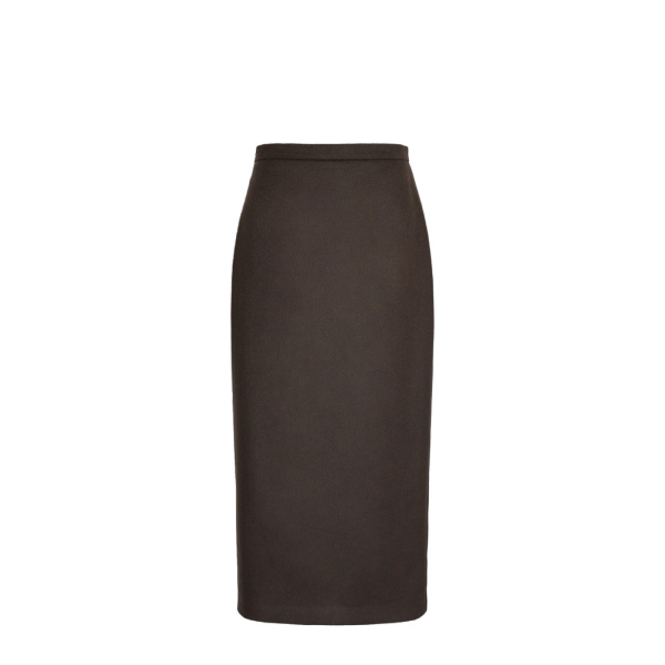 Max Mara Tenda Sable-Look Camel Pencil Skirt in Dark Brown | Pencil Skirts | Luxury Shoes 