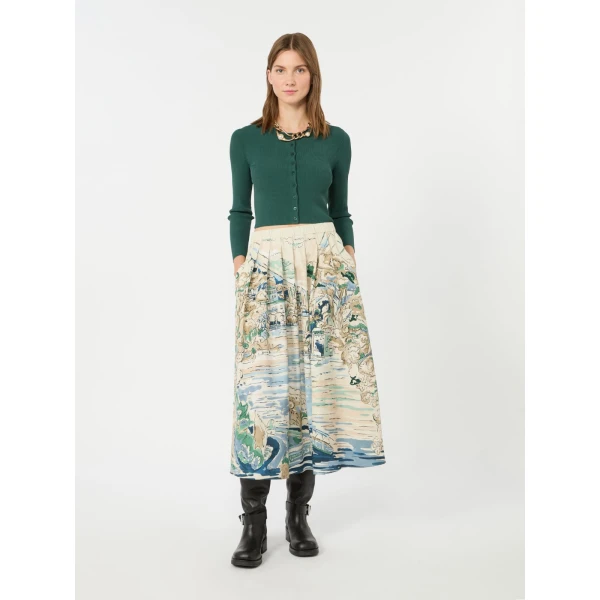 Max Mara Tennis Fine Rib Viscose Cardigan in Green | Cardigan | Luxury Shoes 