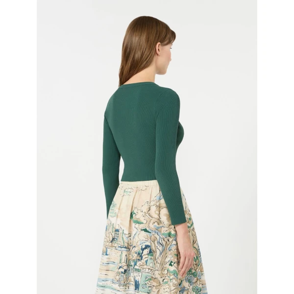 Max Mara Tennis Fine Rib Viscose Cardigan in Green | Cardigan | Luxury Shoes 