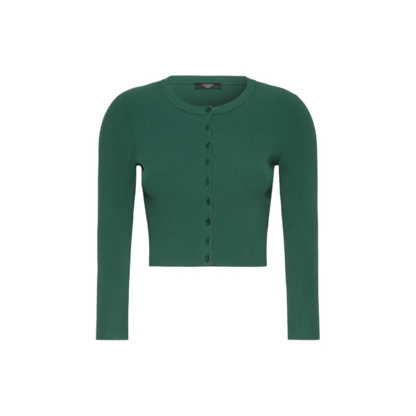 Max Mara Tennis Fine Rib Viscose Cardigan in Green | Cardigan | Luxury Shoes 