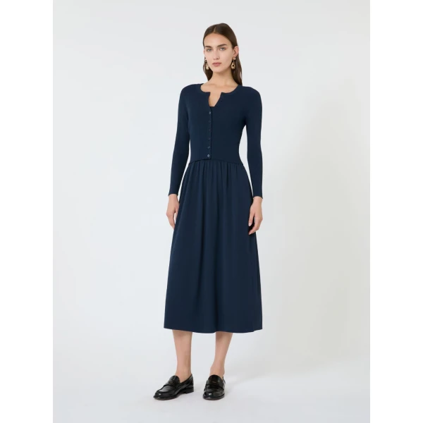 Max Mara Tennis Fine Rib Viscose Cardigan in Navy | Cardigan | Luxury Shoes 