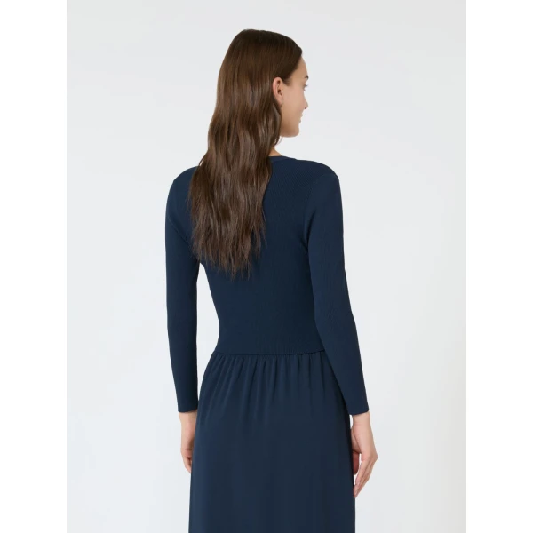 Max Mara Tennis Fine Rib Viscose Cardigan in Navy | Cardigan | Luxury Shoes 