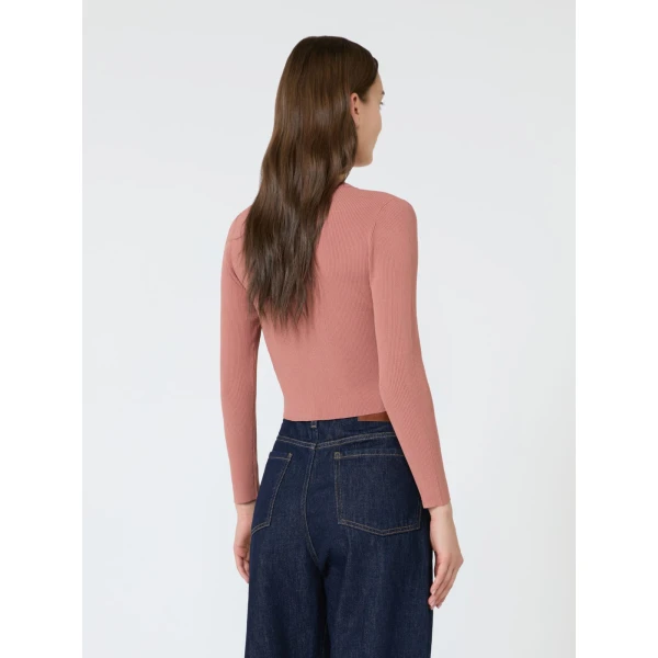 Max Mara Tennis Fine Rib Viscose Cardigan in Terra Cotta | Cardigan | Luxury Shoes 