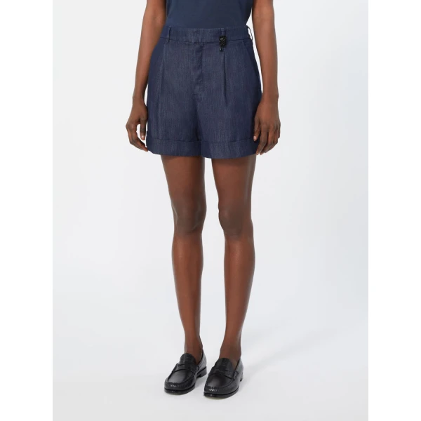 Max Mara Tenue Cotton Denim Shorts in Midnight Blue | Shorts | Luxury Shoes 