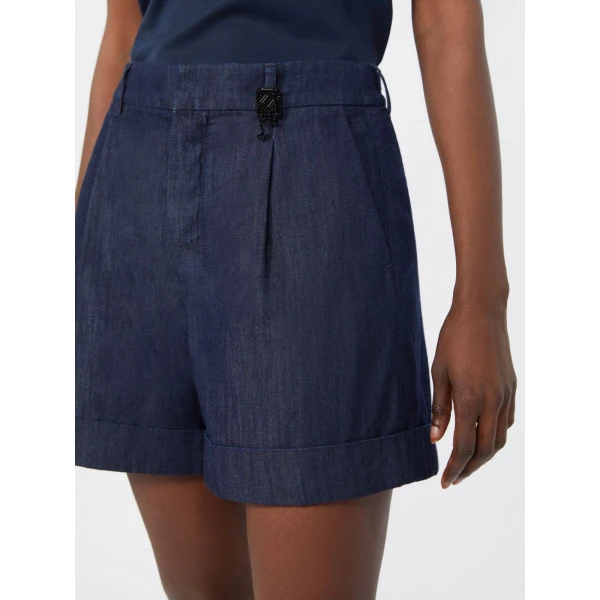 Max Mara Tenue Cotton Denim Shorts in Midnight Blue | Shorts | Luxury Shoes 