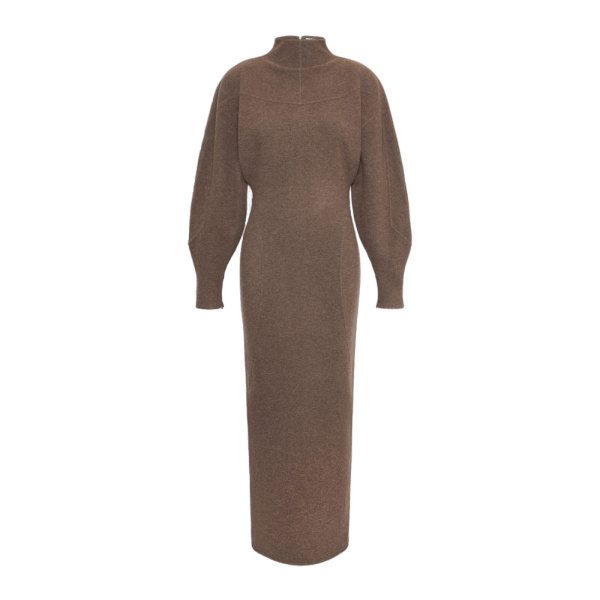 Max Mara Tenuta Wool and Cashmere Jersey Dress in Mud | Maxi Dresses | Luxury Shoes 