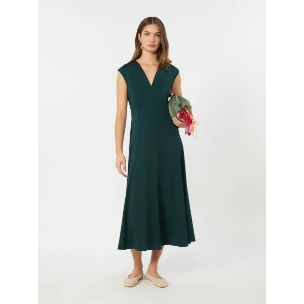 Max Mara Ter Long Interlock Jersey Dress in Green | Maxi Dresses | Luxury Shoes 