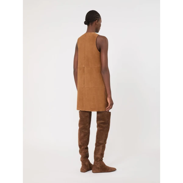 Max Mara Terra Short Suede Dress in Camel | Mini Dresses | Luxury Shoes 