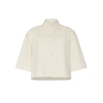 Max Mara Terra Washed Cotton Cropped Jacket in Ecru | Jackets | Luxury Shoes 