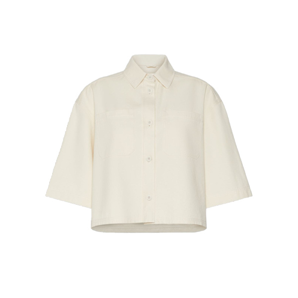 Max Mara Terra Washed Cotton Cropped Jacket in Ecru | Jackets | Luxury Shoes 