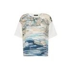 Max Mara Terzo Jersey and Printed Silk T-Shirt in Light Blue | T-shirts | Luxury Shoes 