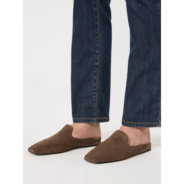Max Mara Tessile Suede Mules in Dark Brown | Mules | Luxury Shoes 